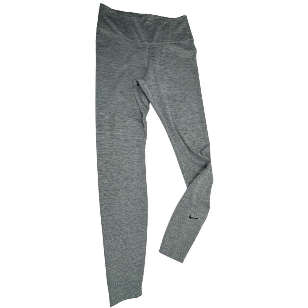 Nike Dri -Fit Women's Running Gym Heather Grey Leggings size S Logo On Leg